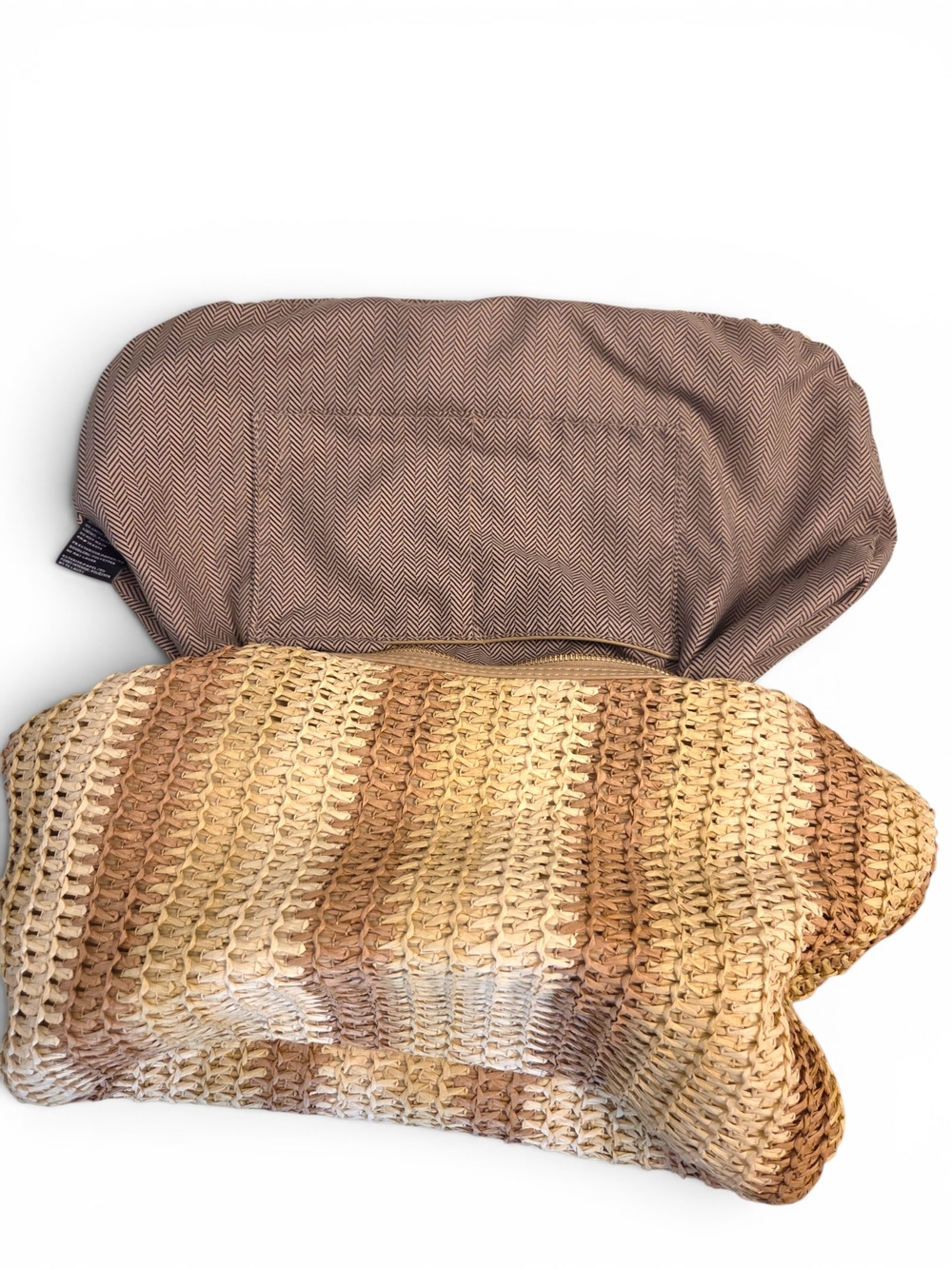 Urban Expressions Striped Woven Straw Hobo Bag Shoulder Slouchy Tote Neutral - Picture 15 of 16
